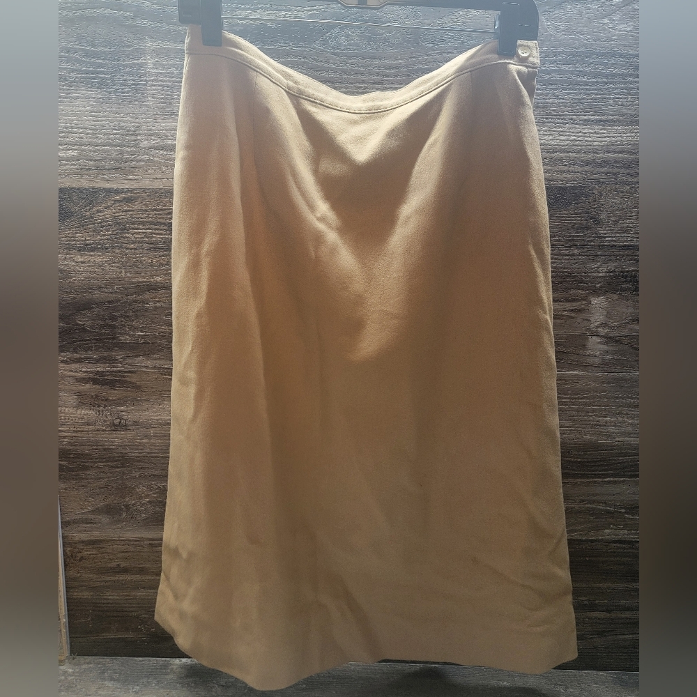 Pendleton Made in Oregon 100% Wool Tan A-Line Skirt Womens 14  VINTAGE 80s